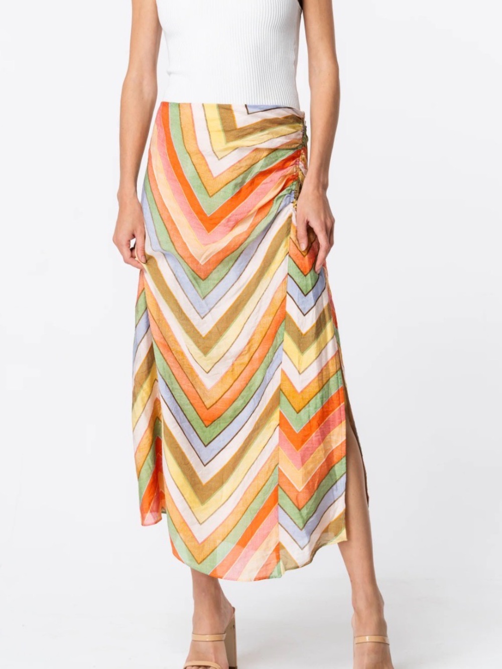 Ciebon Amaya Chevron Print High-Waisted Midi Skirt Sz M